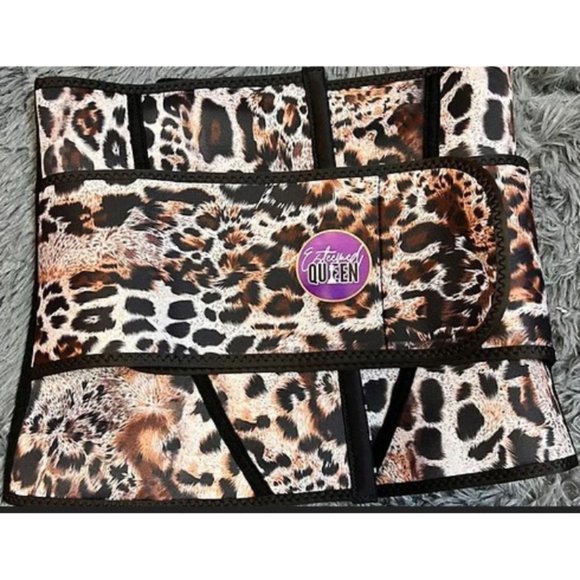 Esteemed Queen Womens Leopard Print Waist Trainer Cincher Brown Various Sizes - Picture 2 of 2